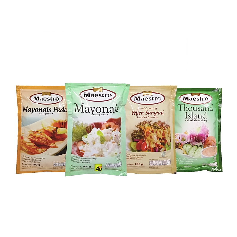 

Maestro Mayonaise 100gr / Maestro Mayonaise Pedas 100gr / Maestro Thousand Island 100gr / Maestro Wijen Sangrai 100gr