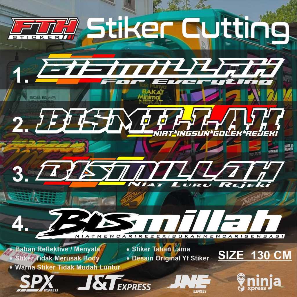 STIKER MOBIL STIKER BISMILLAH STIKER KACA DEPAN TRUCK ATAS DAN BAWAH STIKER TRUCK DEPAN STIKER TRUCK