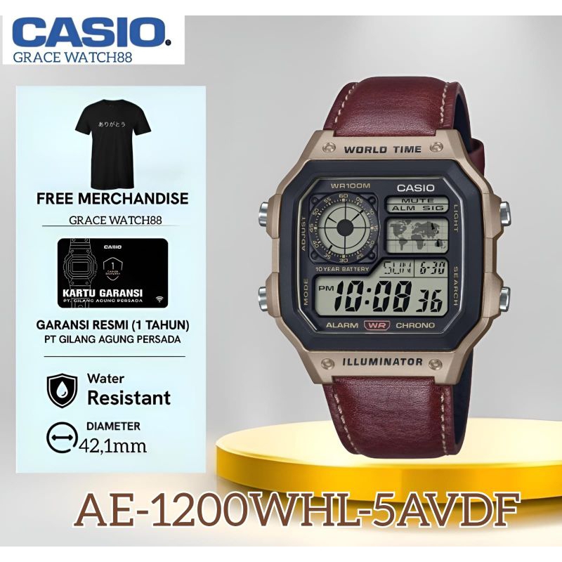 Jam Tangan Pria CASIO Original AE-1200WHL-5AVDF / Casio ae-1200whl-5 jam Tangan kulit jam tangan ori