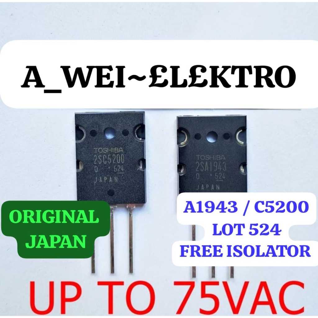 Hrg 1 SET/PASANG ORI 5200 + 1943 TR TRANSISTOR TOSHIBA 2SA1943 2SC5200 1943 5200 FINAL ASLI ORI 2SA 