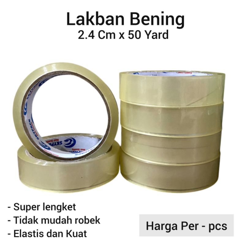 

Lakban Bening 2.4 Cm x 50 Yard Harga Per-pcs Isolasi Bening Pengemasan Packing