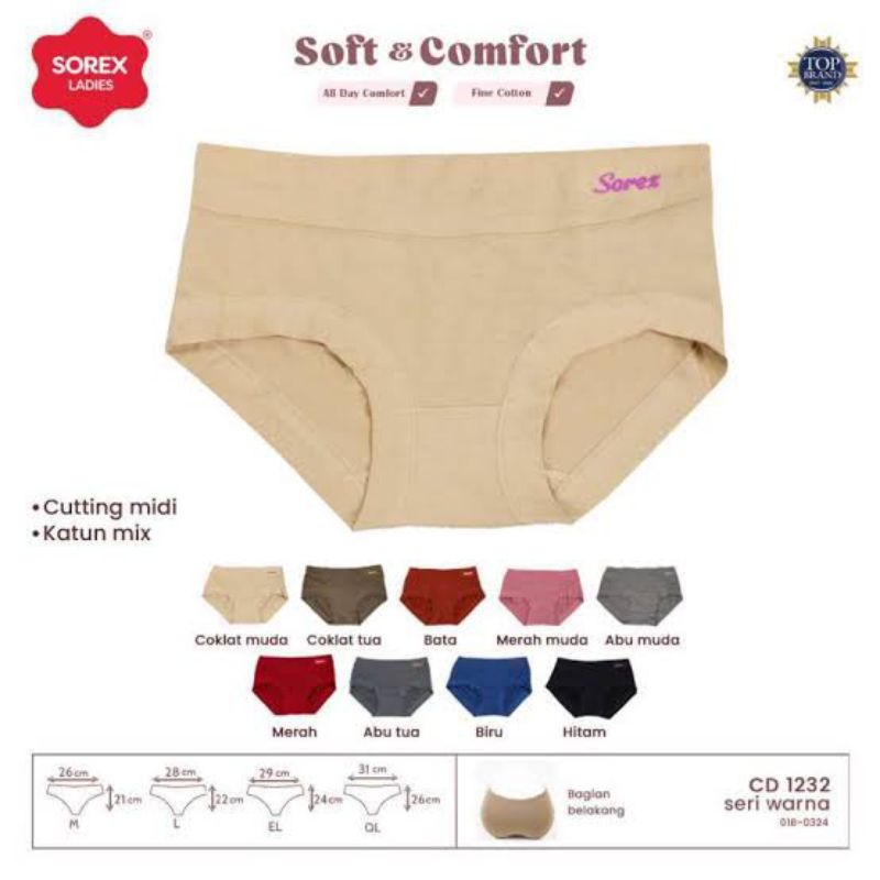 (6pcs) CD SOREX 1232 Midi Katun Tebal