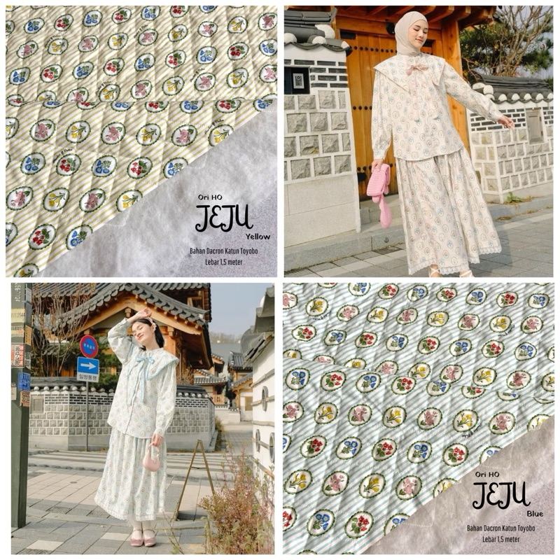 Kain Ori Haide Orlin Motif Jeju Bahan Dacron Katun Toyobo