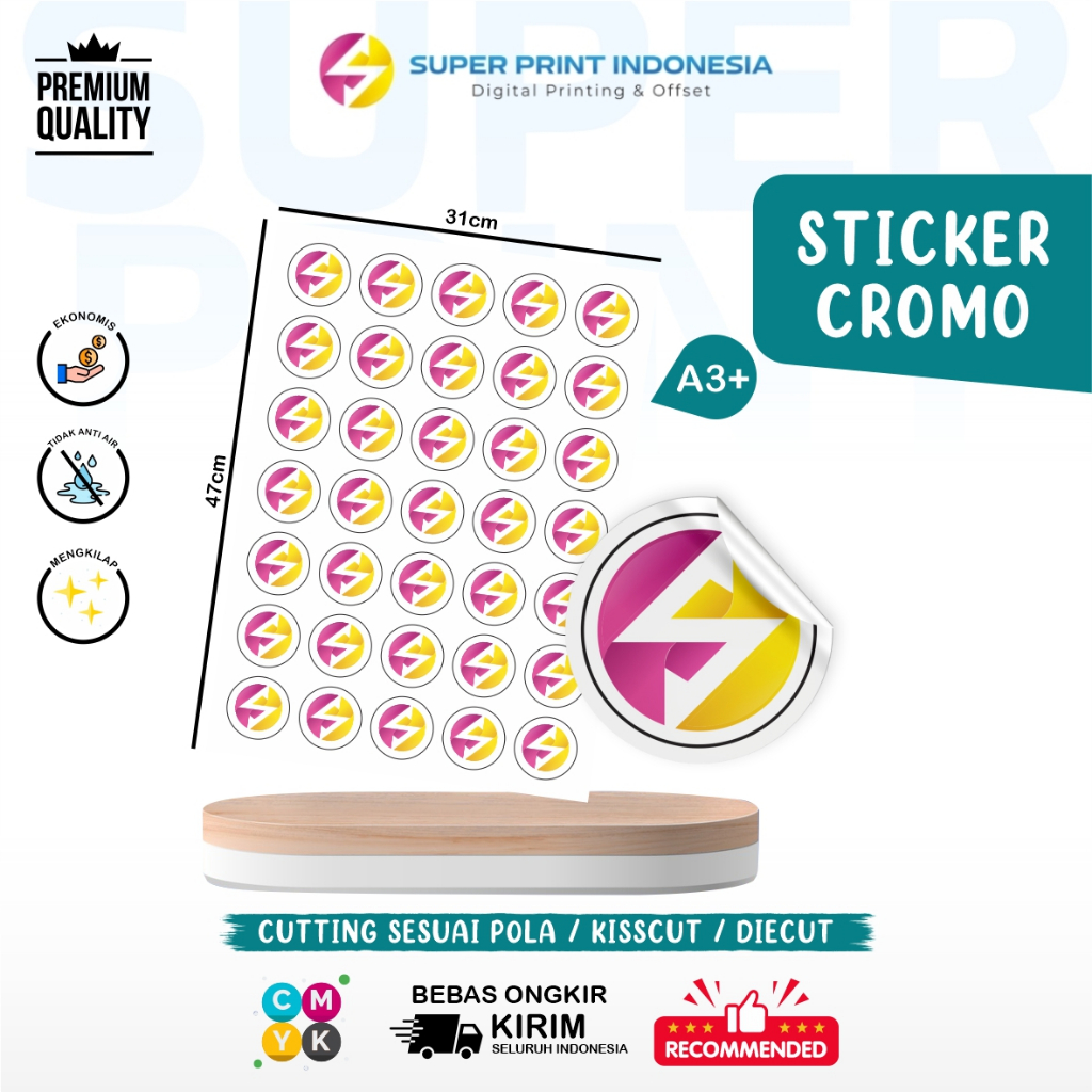 

Cetak Stiker Bontax / Chromo A3+ Label Cutting Custom Murah