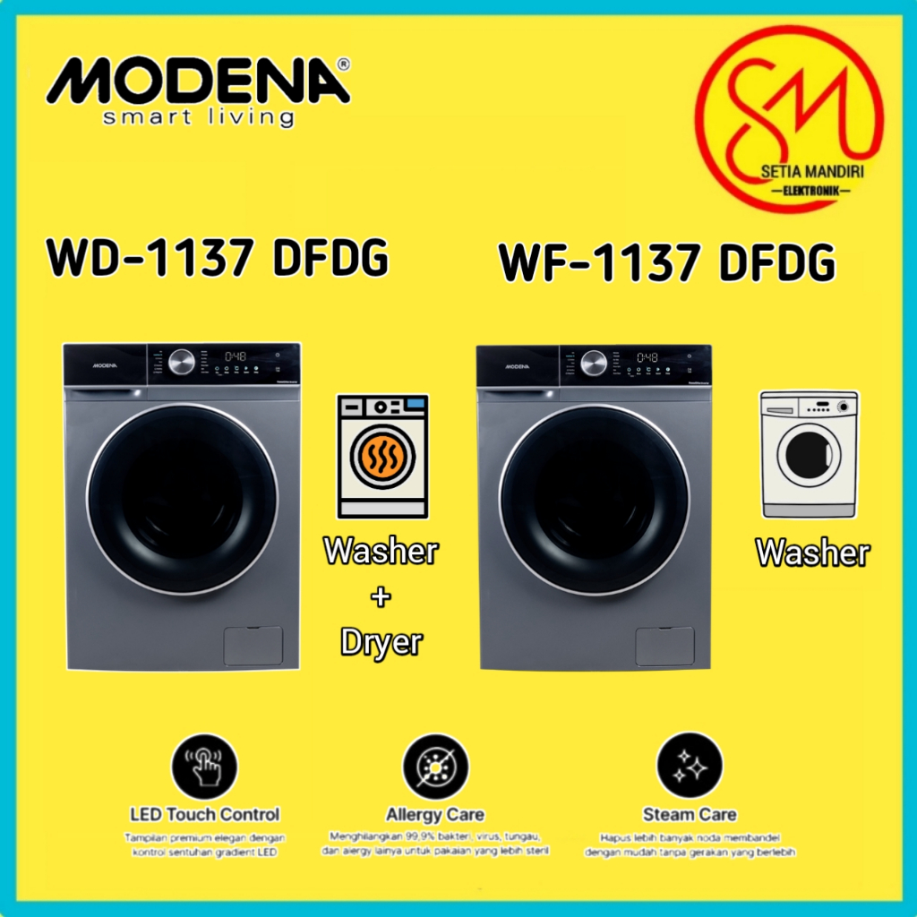 Mesin Cuci Modena WF 1137 DFDG Front Loading 11 Kg