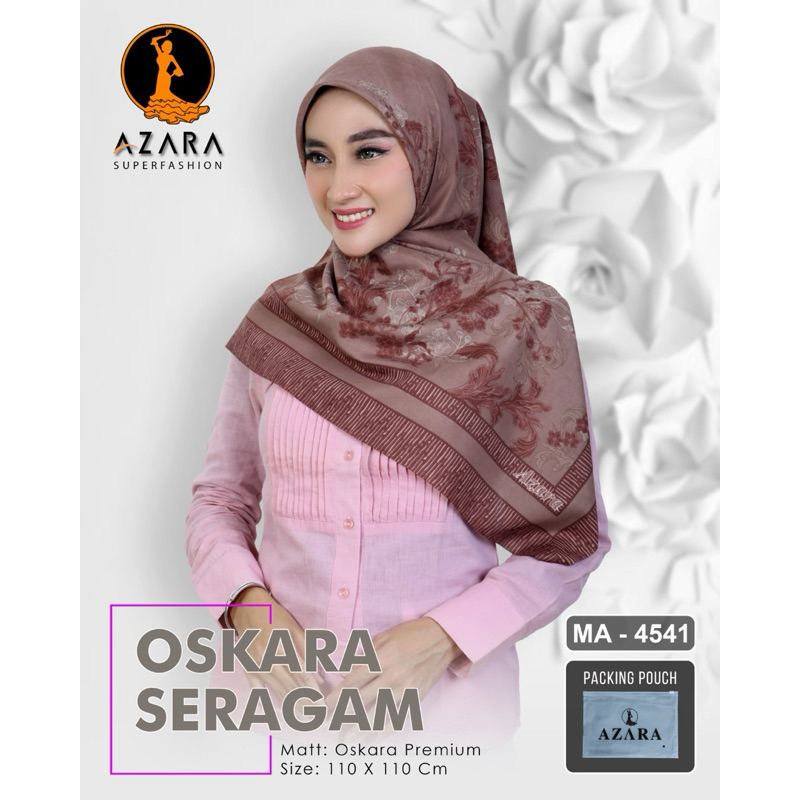 ( FREE POUCH) HIJAB VOAL SEGI EMPAT MOTIF SERAGAM AZAHRA LC