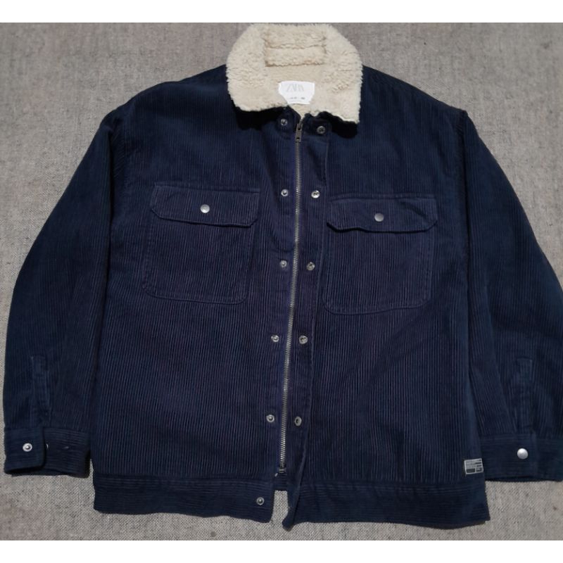 jaket jacket zara corduroy kerah sherpa size M