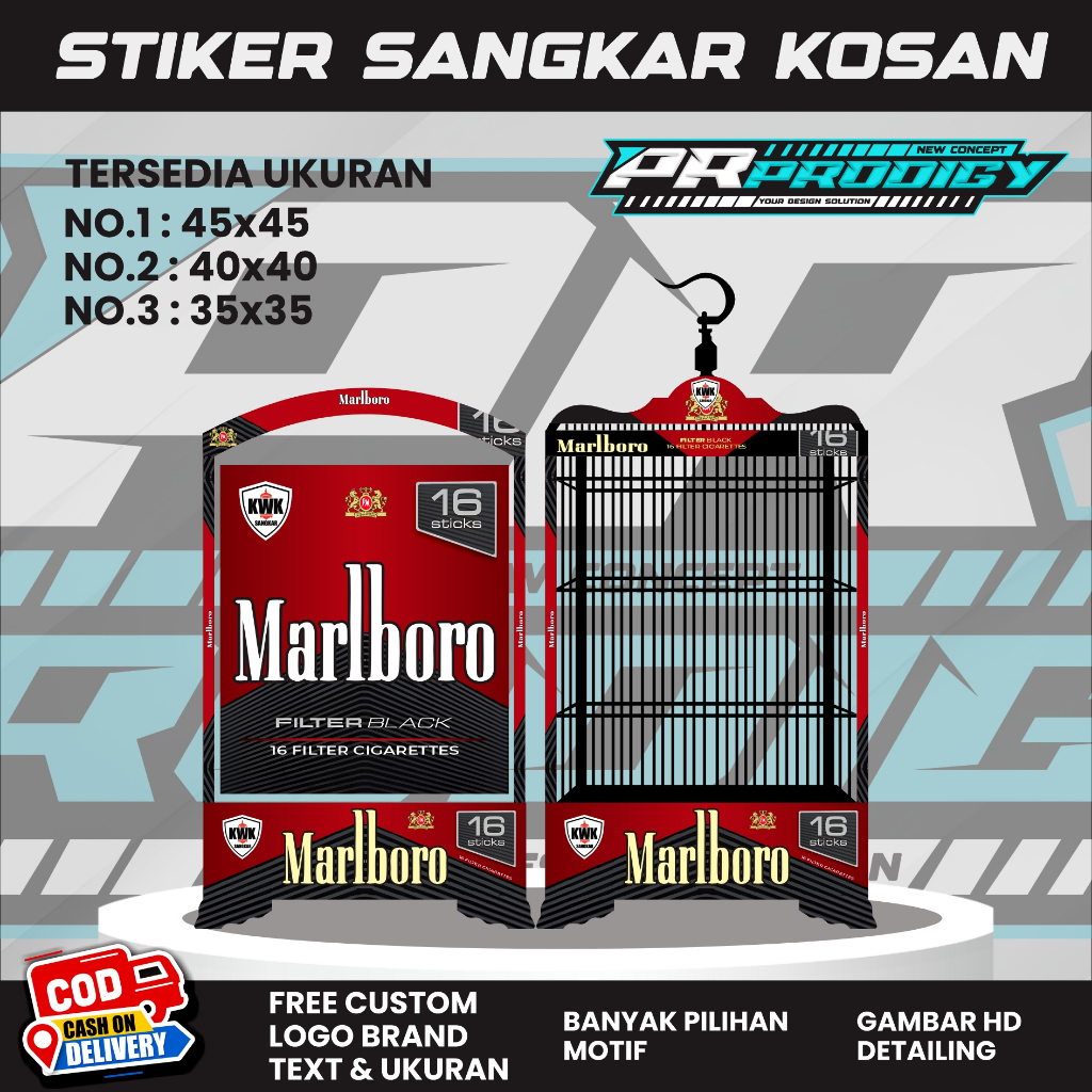 STIKER SANGKAR KOSAN MARLBORO BLACK FILTER