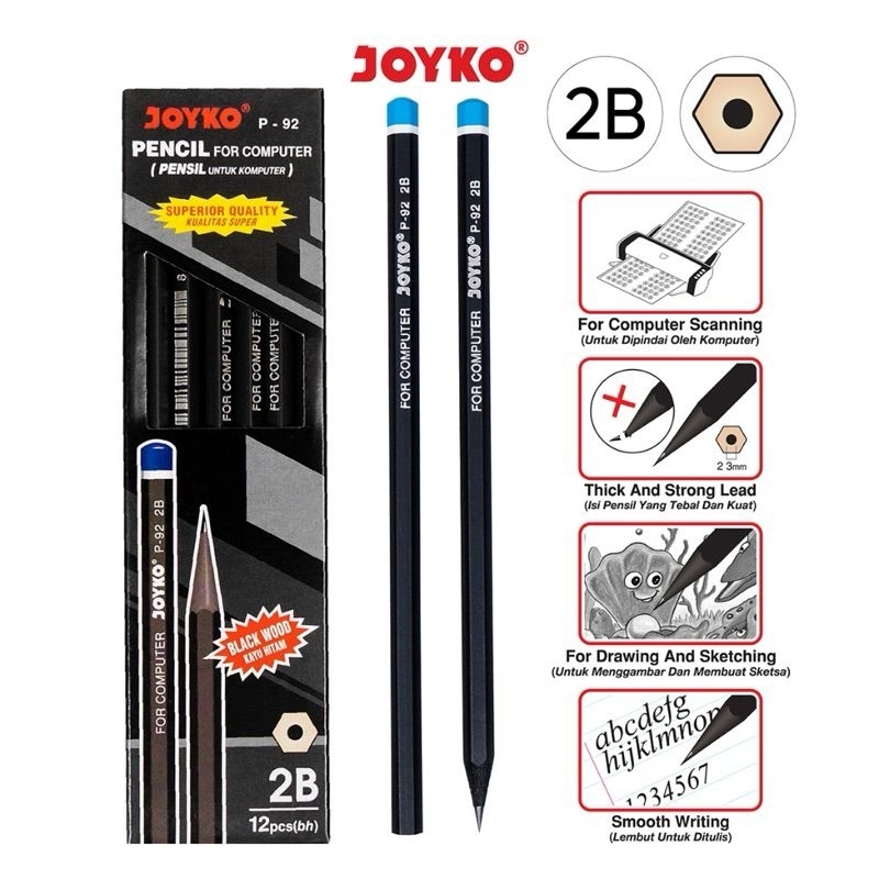 

pensil Joyko 2B P-92 black wood (1 pcs)