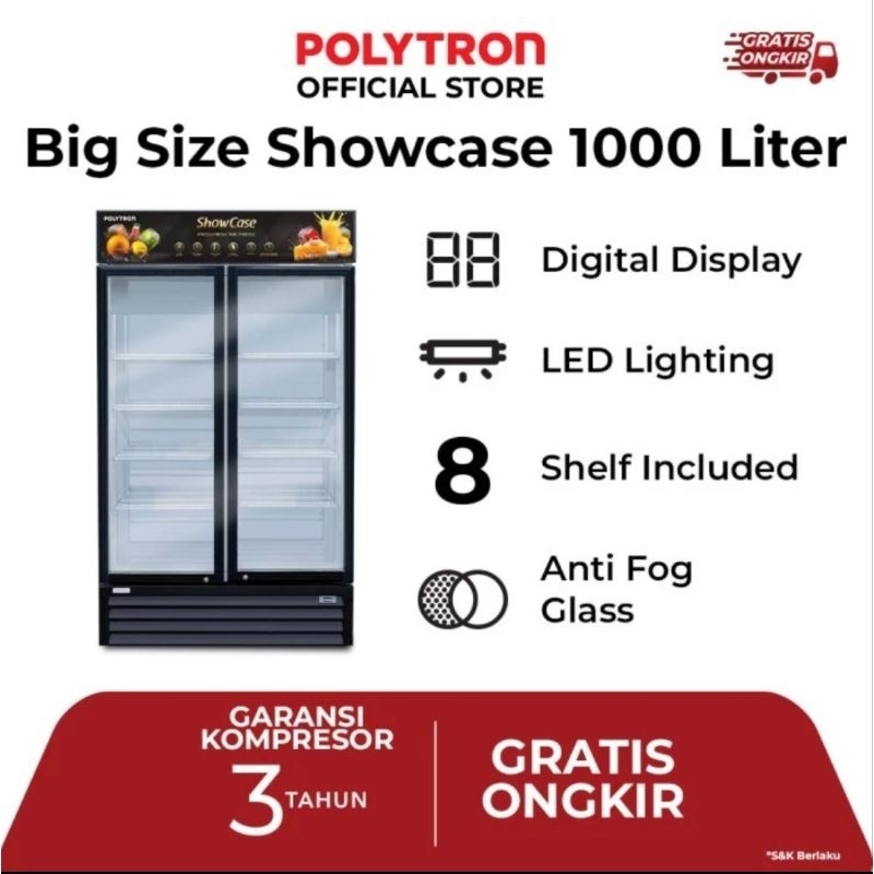 POLYTRON SHOWCASE 2PINTU 1000L SCN1020