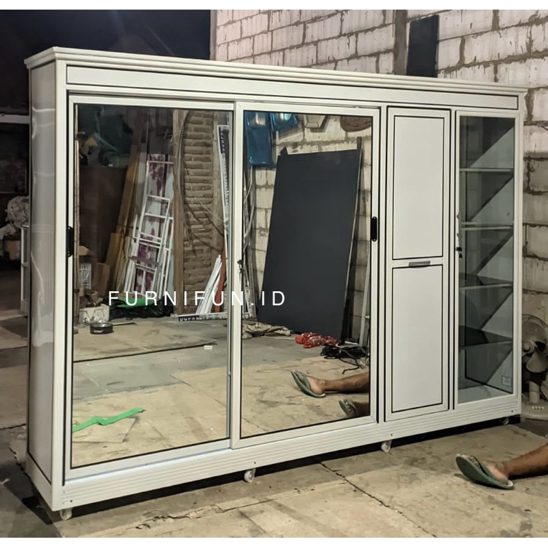 Lemari Sliding Acp terbaru / Lemari jumbo / Lemari anti Rayap / Lemari Aluminium Kaca