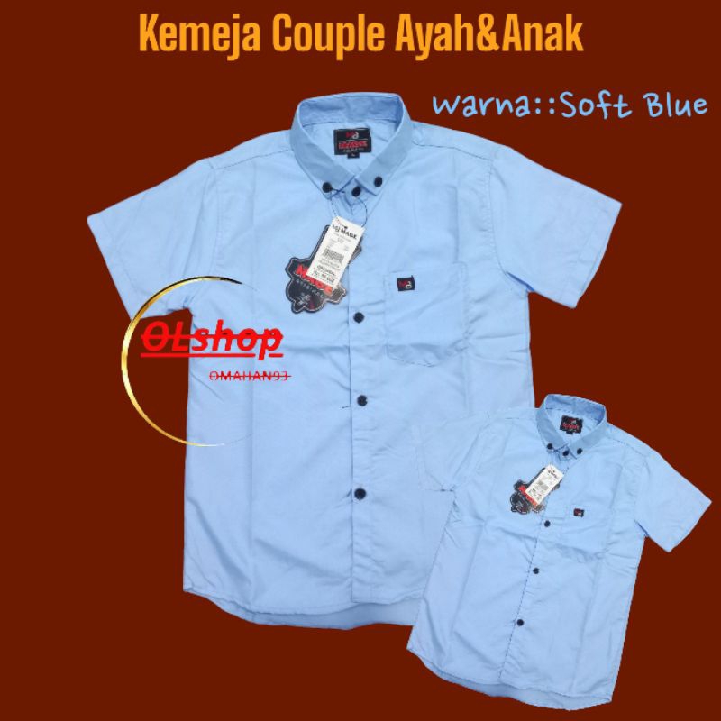 Kemeja Polos Couple Ayah Dan Anak Warna Soft blue