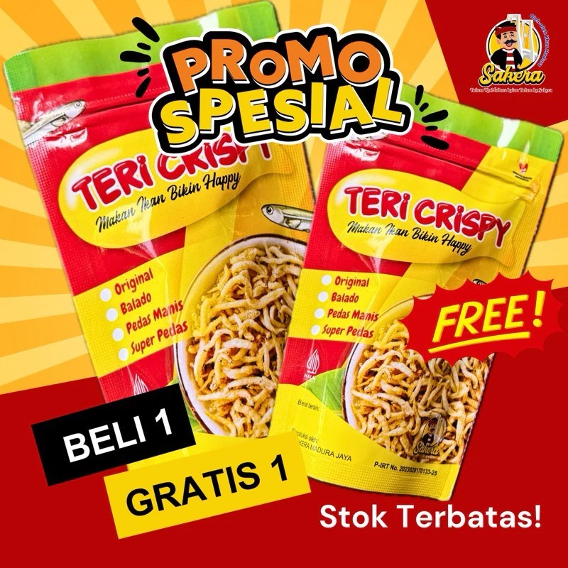 

(Sakera)[BELI 1 GRATIS 1] TERI CRISPY NON MSG | NON PENGAWET | MPASI ANAK 80g+BONUS 35g