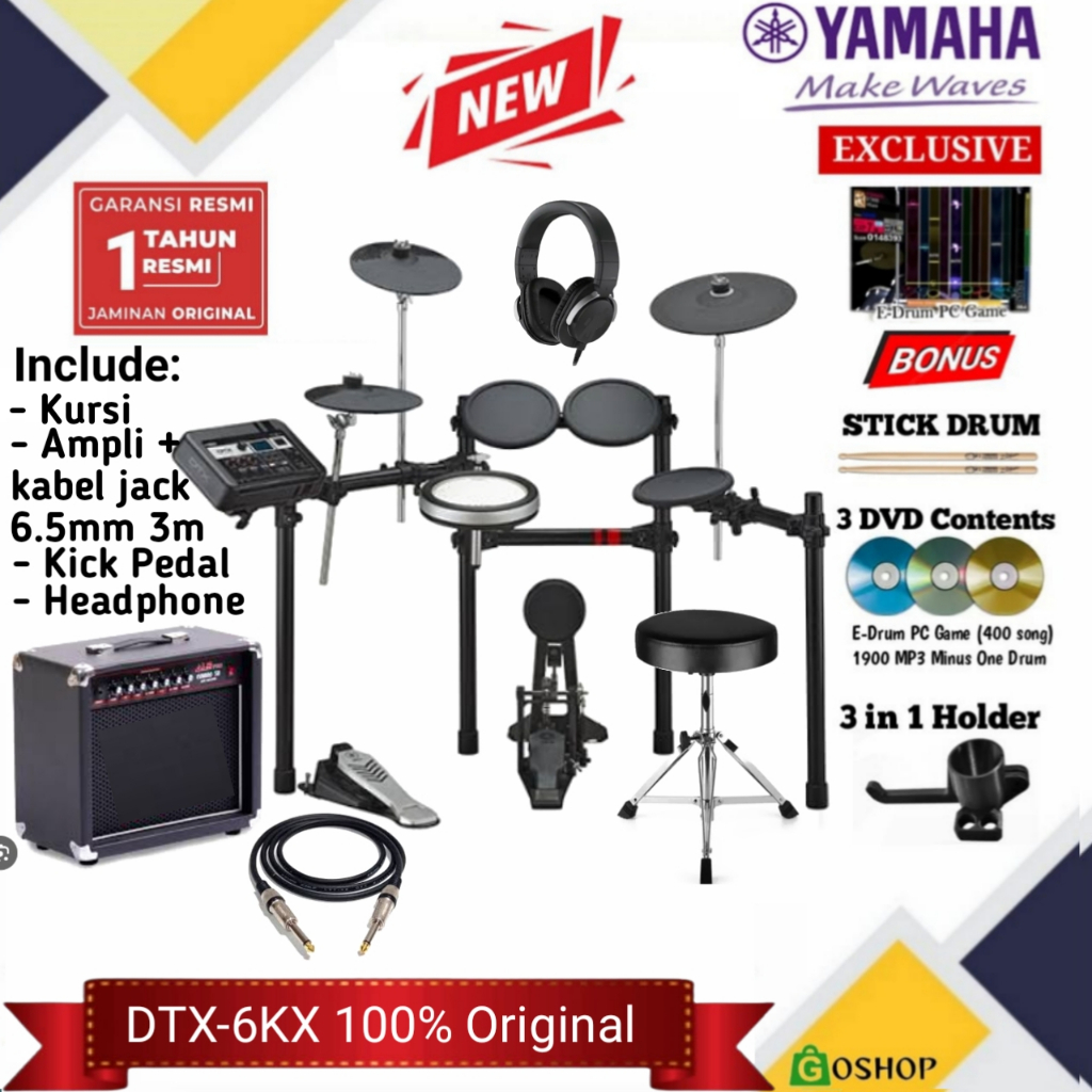 Drum Elektrik Yamaha DTX6K-X Drum Elektrik DTX6KX / DTX 6KX / DTX 6 KX / DTX6 KX 6K / 6KX