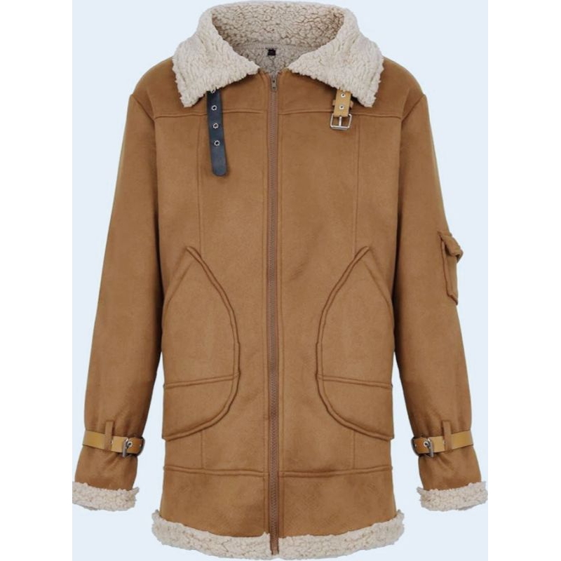 Preloved Jaket Mantel Winter Parka Suede Sherpa size Jumbo