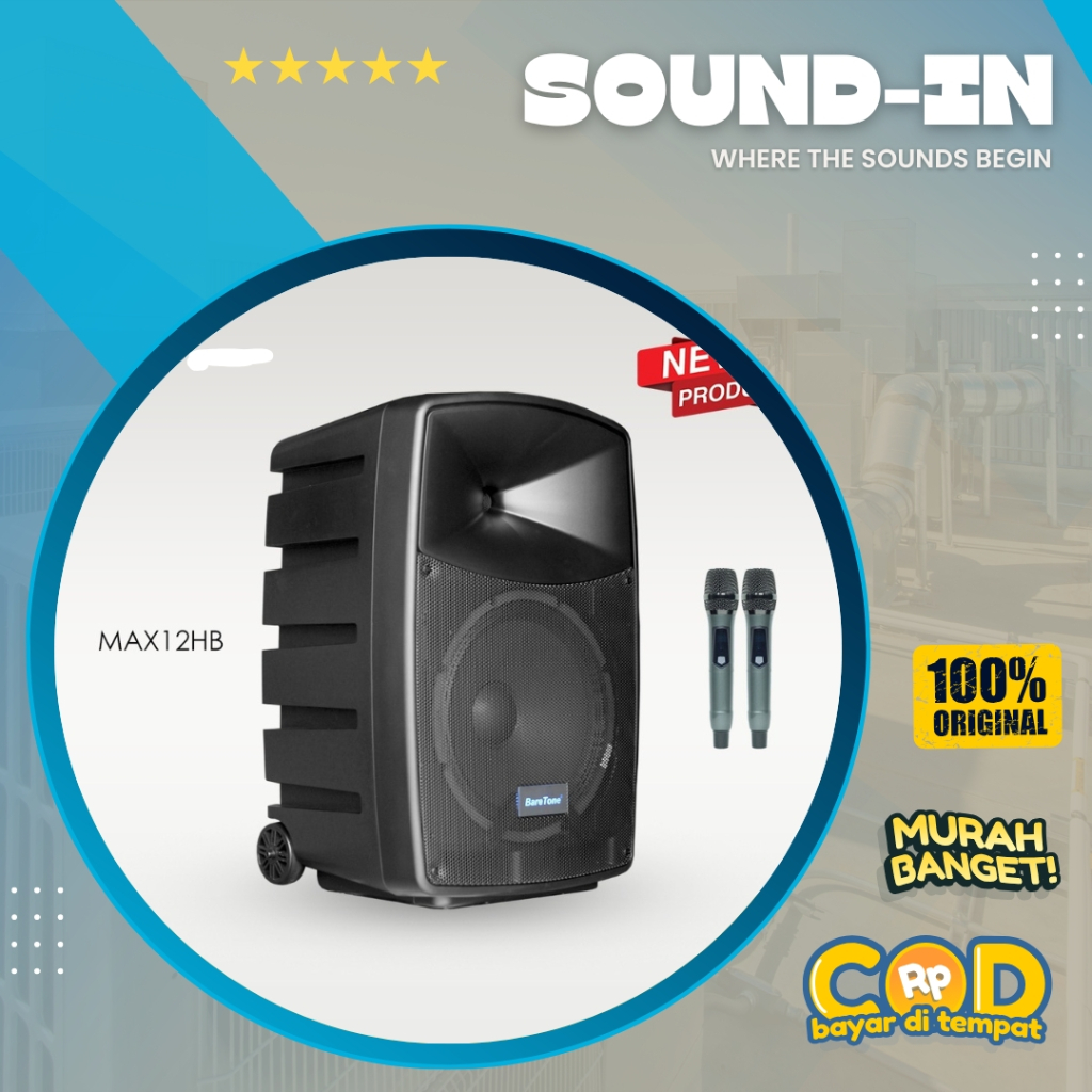 Speaker Portable Baretone 12 Inch MAX12HB Speaker Bluetooth 12 Inch Mini Portable Support Micro SD &