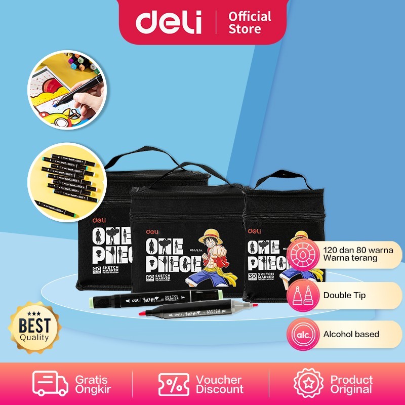 

Deli Sketch Marker / Spidol Sketsa Edisi One Piece Double Tip 60 warna EC180-60