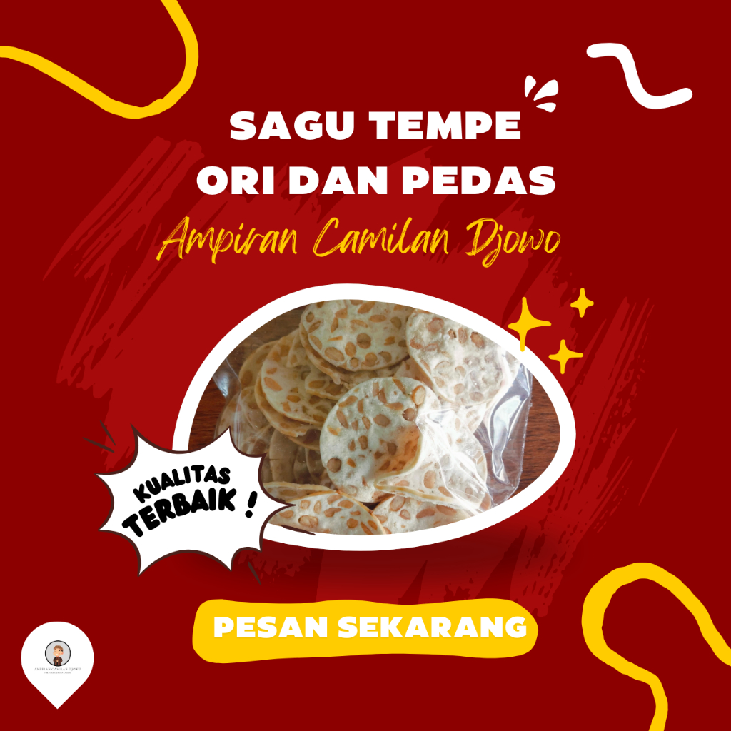 

KERIPIK KRIPIK TEMPE SAGU CRISPY / 150 GRAM / ORIGINAL & PEDAS - Ampiran Camilan Djowo