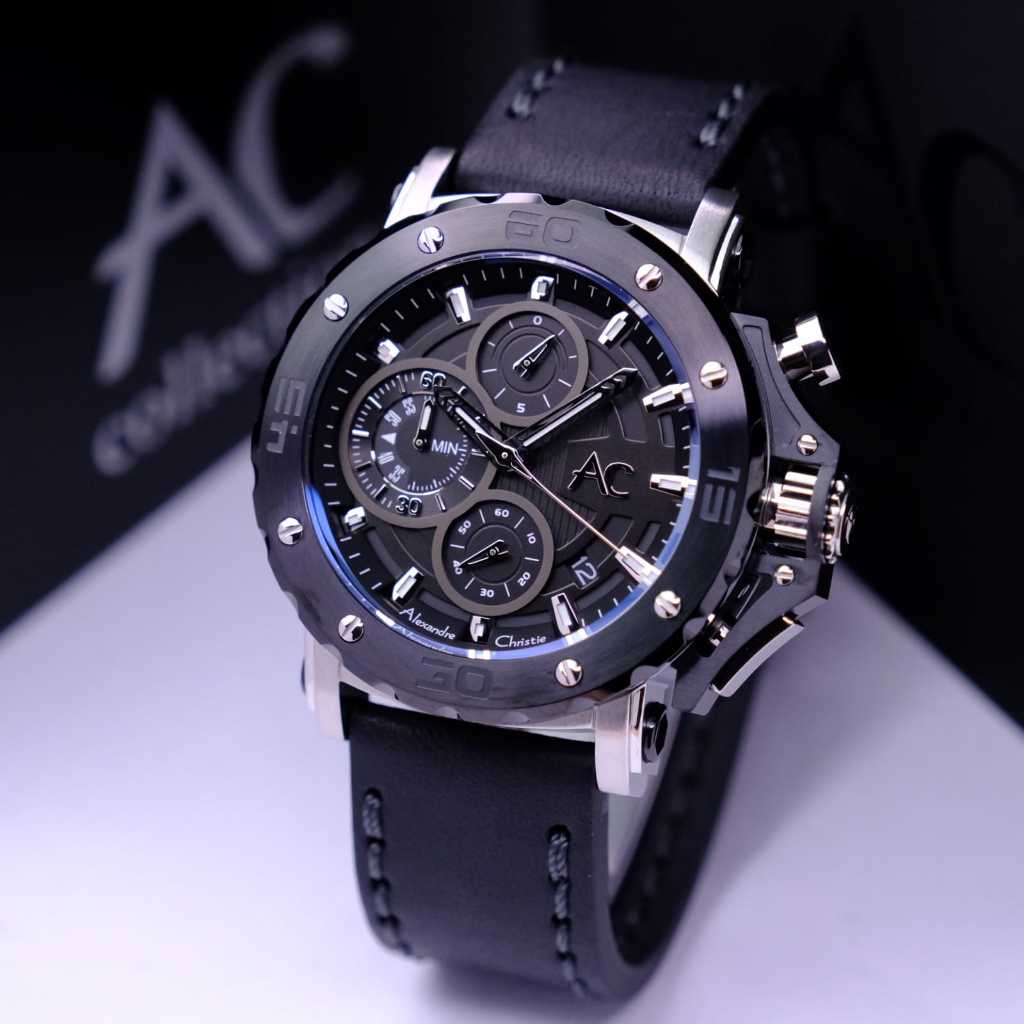 JAM TANGAN PRIA ALEXANDRE CHRISTIE/ALEXANDER CHRISTIE PRIA AC9205 SILVER BLACK ORIGINAL 100%