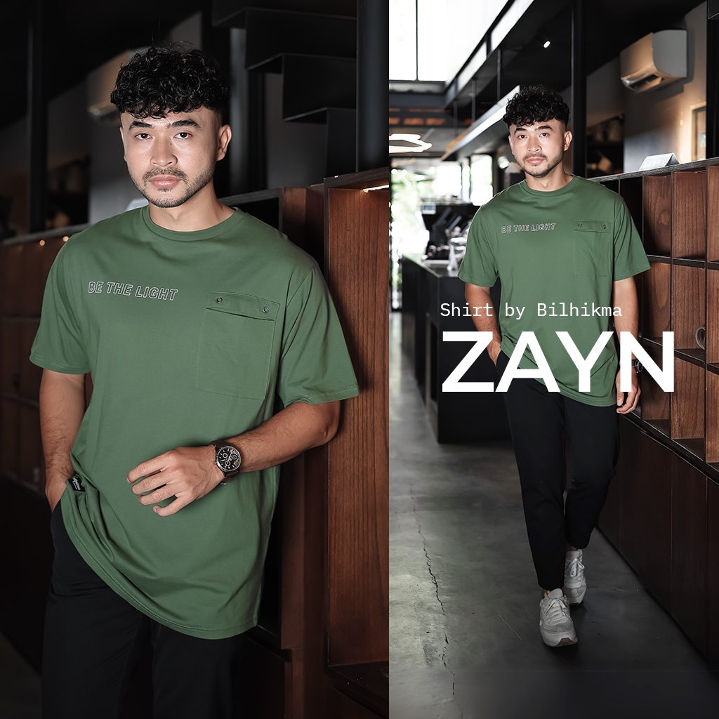 BILHIKMA Kaos Polos Basic Zayn Warna Hijau Army Bisa Couple Anak dan Ayah