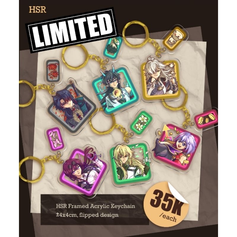 Honkai Star Rail Framed Acrylic Keychain - Blade, Danheng IL, Jing Yuan, Kafka, Luocha, Topaz
