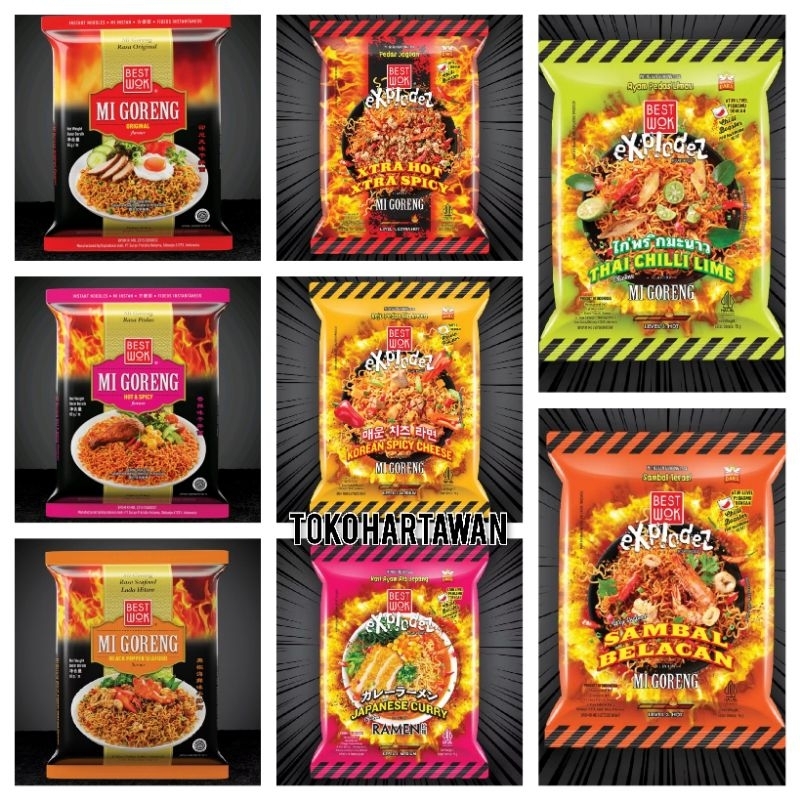 

BEST WOK mie goreng kuah 8 varian rasa NEW thai chili lime sambal belacan japanese curry ramen,Extra hot,Korean spicy,Original,Spicy, blackpepperseafood
