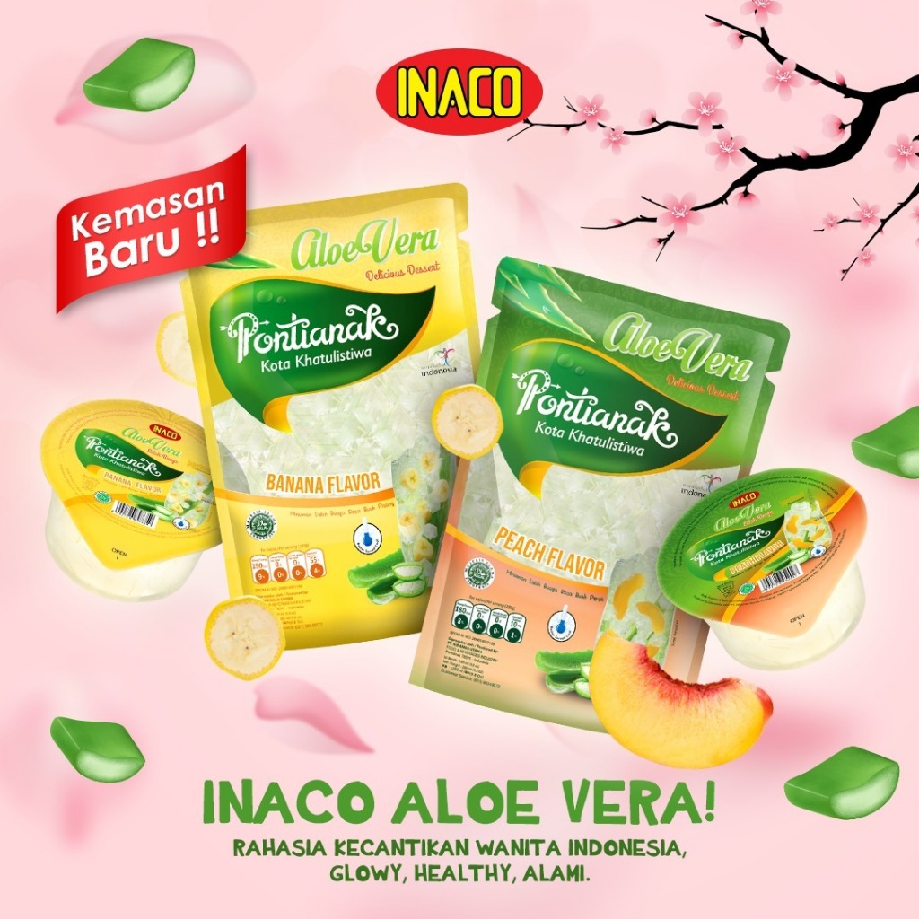 

Inaco Lidah Buaya Inaco Aloe vera Aloevera Peach Rasa Persik Lychee 280g