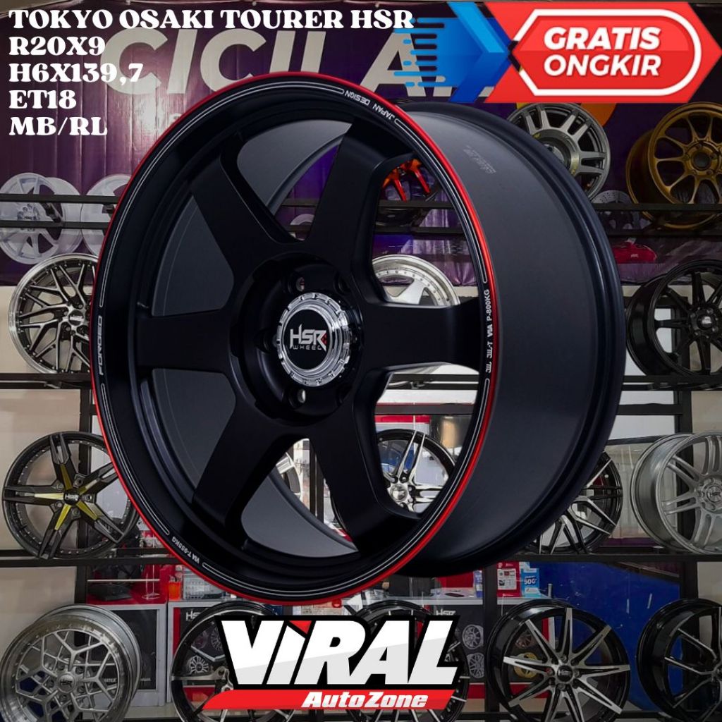 Velg Mobil Ring 20 HSR TOKYO OSAKI TOURER R20 LEBAR 9 LOBANG 6 ET18 MB/RL