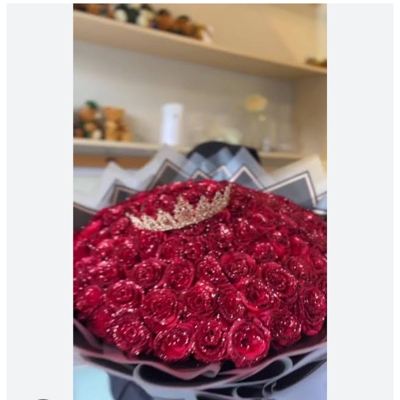 

bucket bunga pita satin gliter 100 tangkai