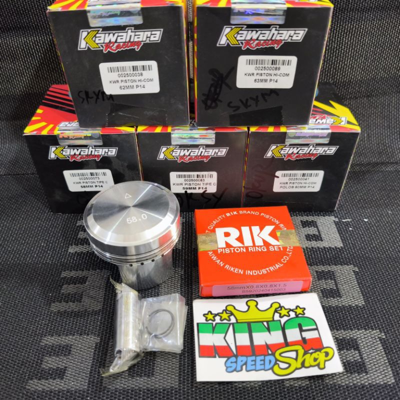 PISTON KIT KAWAHARA UKURAN 58mm /59mm / 60mm / 62mm / 63mm PEN 14 MENTAH