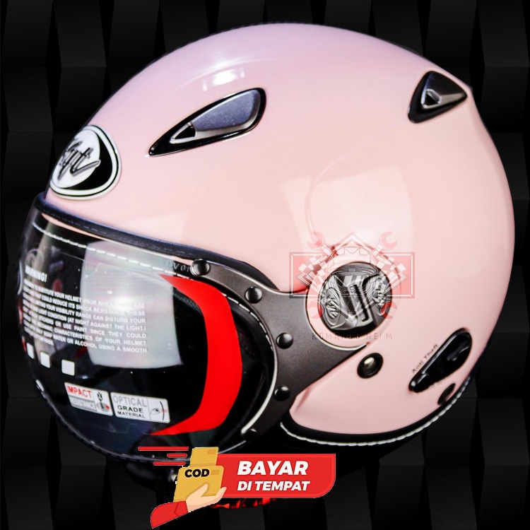 KYT HELM ELSICO SOLID LIGHT PEACH - RETRO