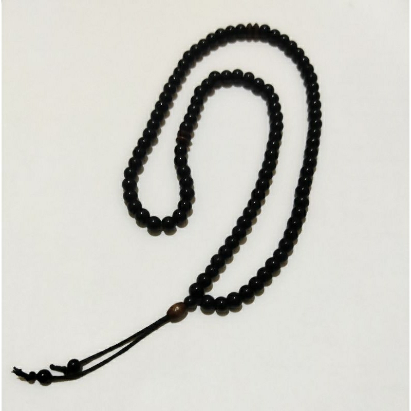 Kalung tasbih batu alam onyx diametet 5,5mm warna hitam asli