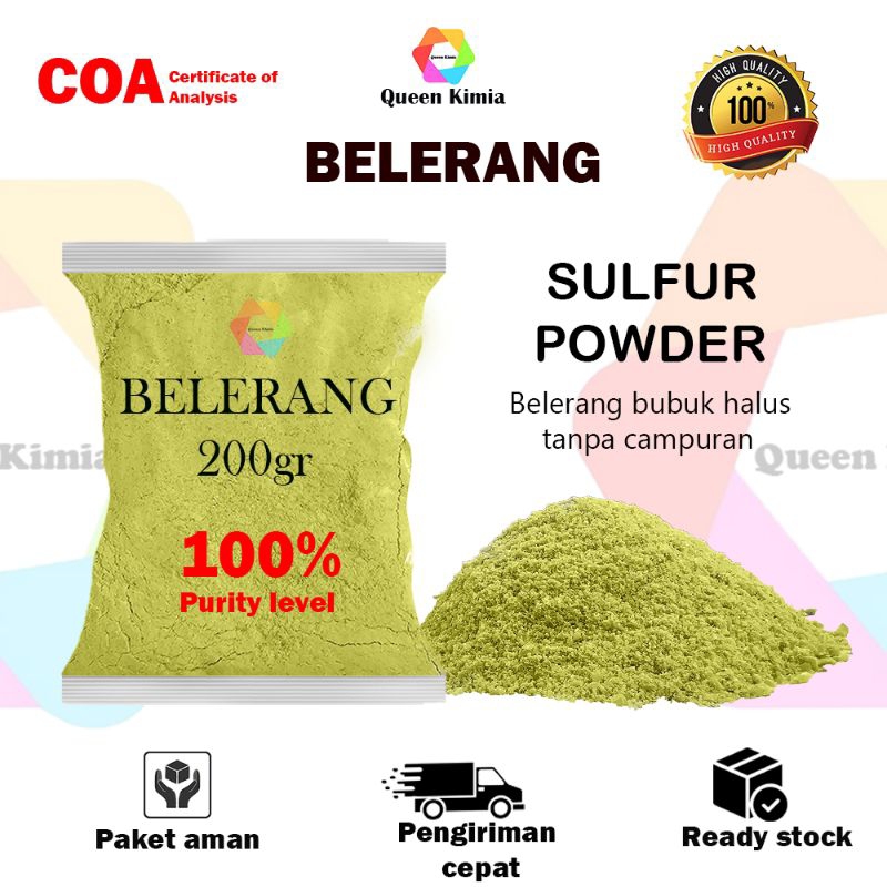 Belerang Bubuk Halus 200gram / Sulfur Powder  / Belerang Murni  / Murni 99.8 % / Belerang Murah