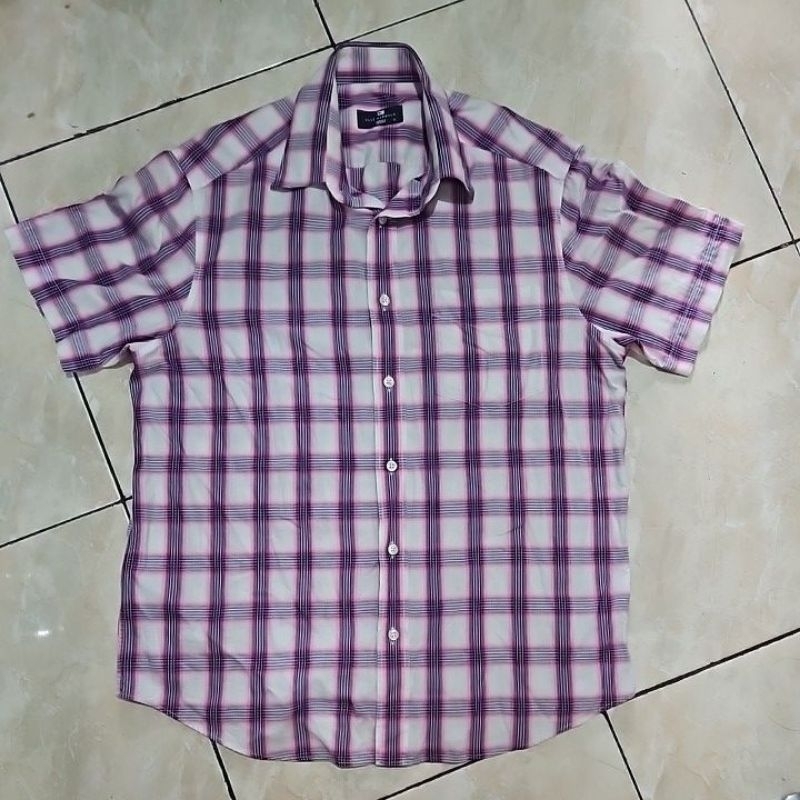 Kemeja Pria Pink Kotak M&S (Preloved)