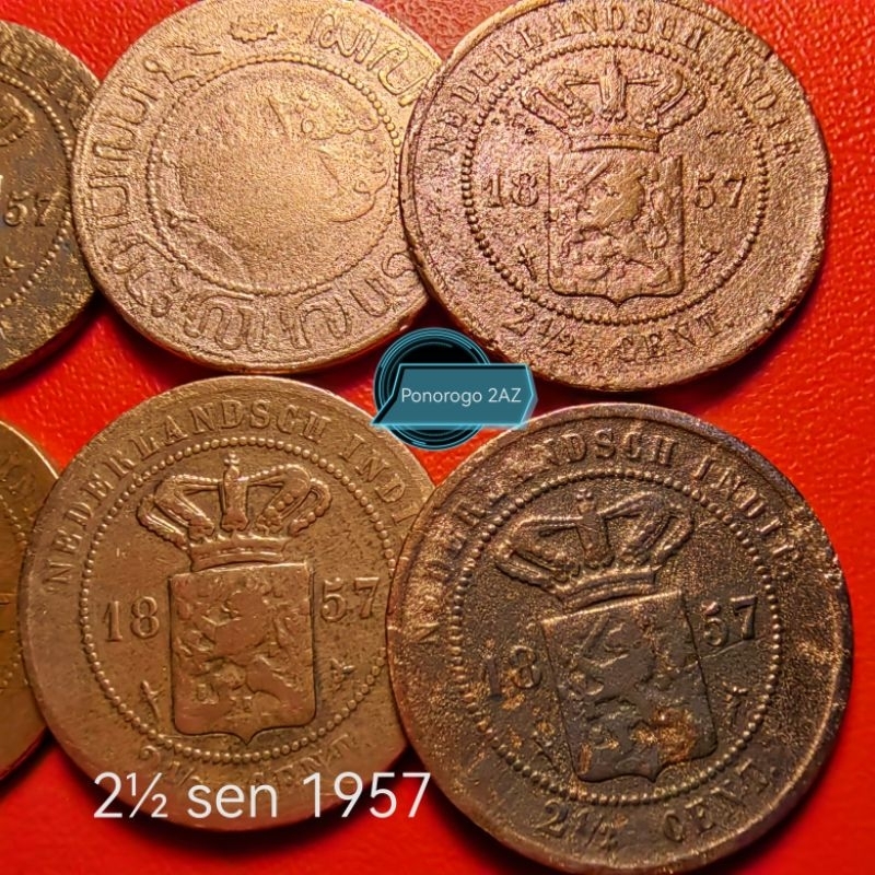 2,5 sen cent benggol tahun 1857 asli jaman belanda