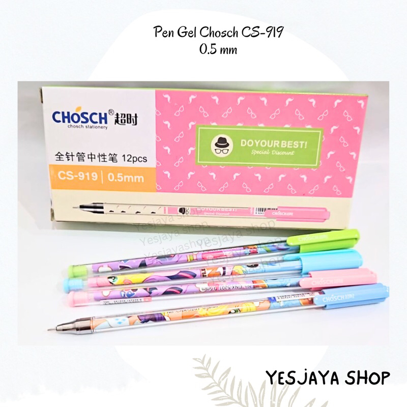 

{12 pcs} Pen Gel Pastel Chosch CS-919 / Pen bisa diisi ulang / Pulpen Gel Chosch 0.5mm / Pen refill / Pen grosir
