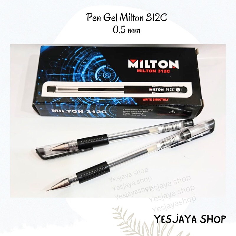 

{12 pcs} Pen Gel Milton 0.5 mm / Pulpen Gel Hitam / Pen bisa diisi ulang refill / Pen gel grosir