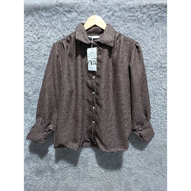ZARA BLOUSE TWEED HS LENGAN PUFFY BALON CROPTOP