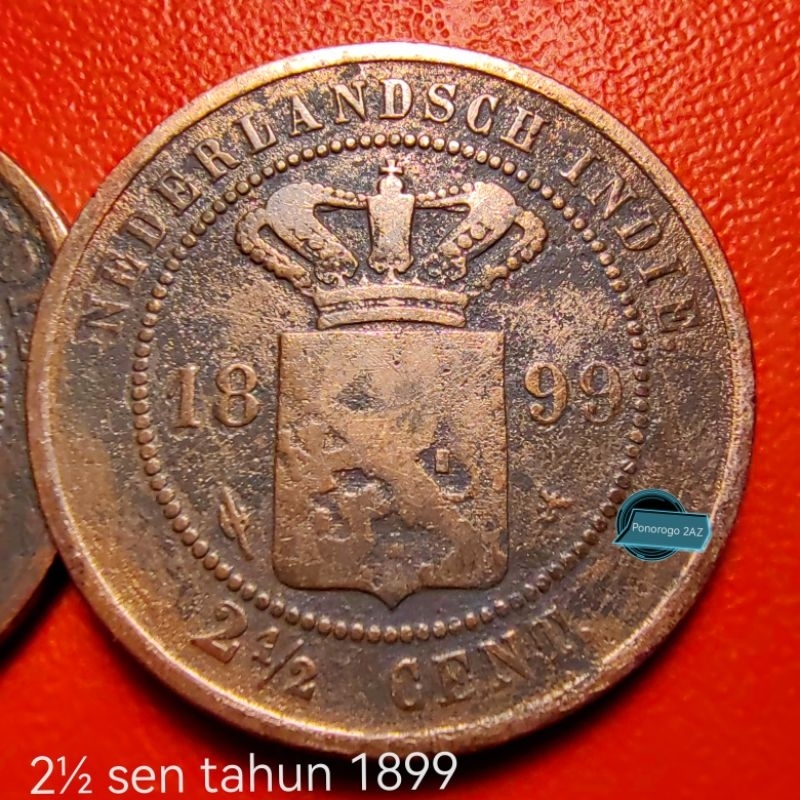 2,5 sen cent benggol tahun 1899 asli jaman belanda