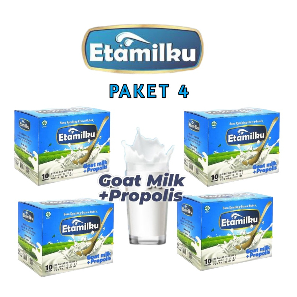 

RB Pakat 4 BOX BPOM Etamilku Susu Kambing Etawa Goat Milk Plus Propolis / Paket Susu SkyGoat