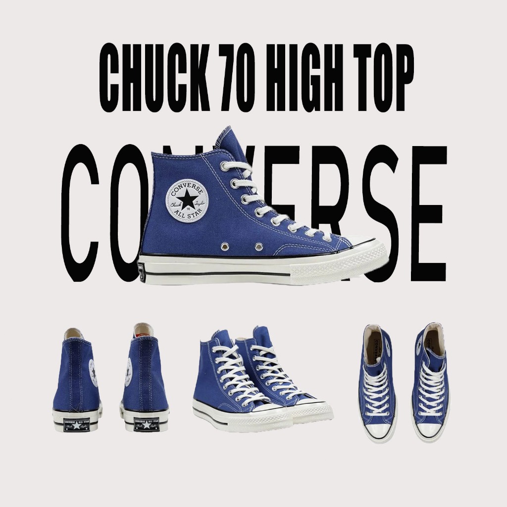 Converse 1970S Biru Navy (Tinggi) Sepatu Olahraga Sepatu Karet Sepatu Kanvas Pria Uniseks INS Gaya W