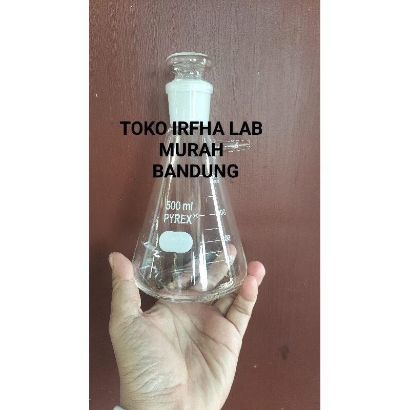 erlenmeyer pipa samping+tutup 500ml