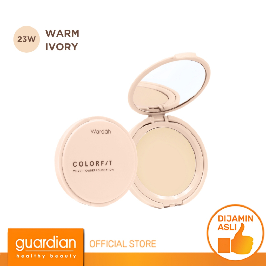 Wardah Colorfit Velvet Powder Foundation 23W Warm Ivory 11Gr - Bedak Padat Dengan SPF 20 - Oil Contr