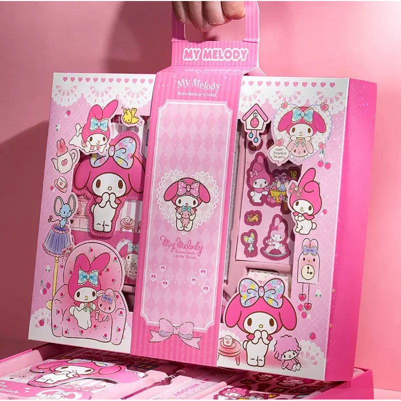 

YU ST01 - set notebook agenda set alat tulis gift box hadiah kuromi my melody notebook penggaris