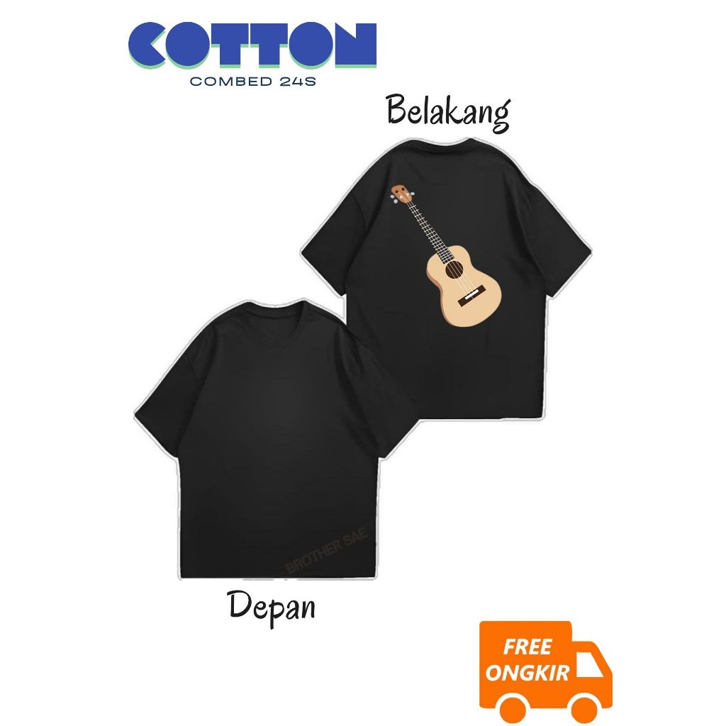 kaos lengan pendek unisex hitam sablon dan biru muda 24s