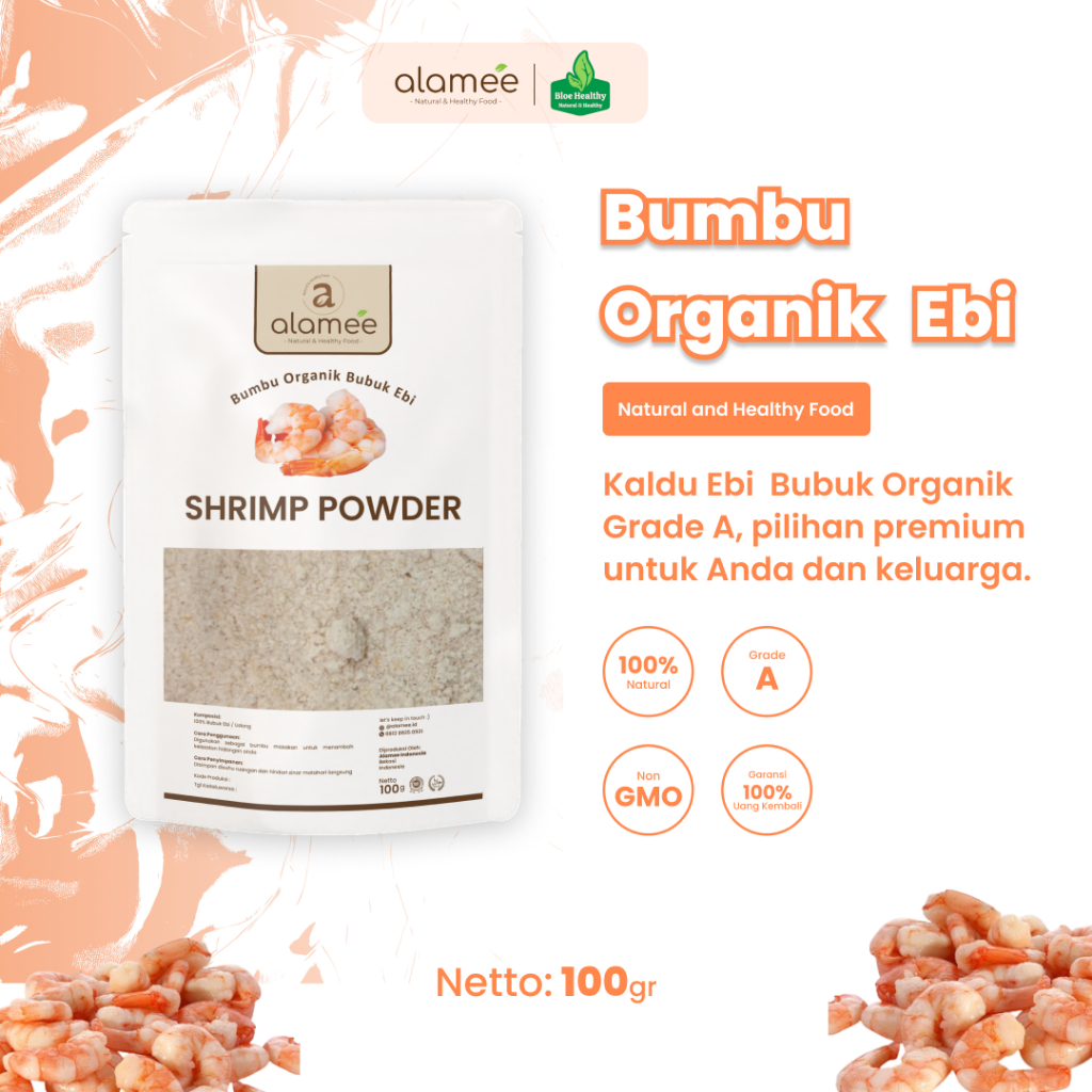 

ALAMEE Ebi Bubuk Kering Halus Udang Bumbu Dapur Organik Shrimp Powder Giling Praktis 100 gram