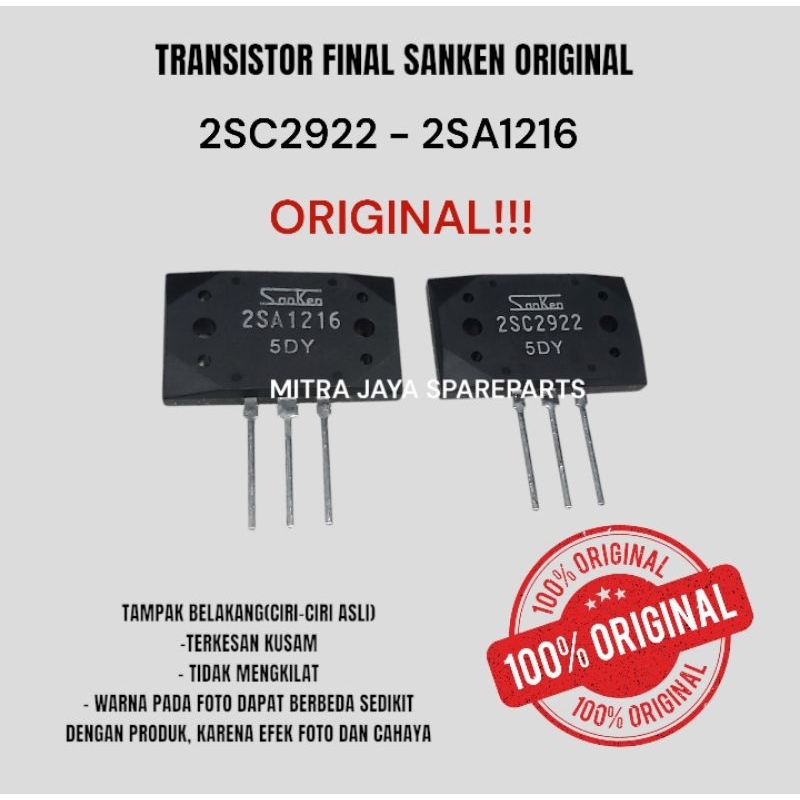 TR FINAL SANKEN 2SA1216 2SC2922 ASLI ORIGINAL TRANSISTOR SANKEN
