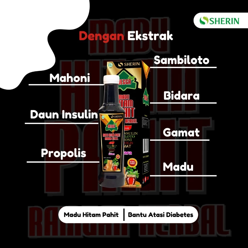 

Bny31 MECCA Madu Hitam Pahit Insulin Gamat Sambiloto Bidara Menurunkan Gula Darah Diabetes
