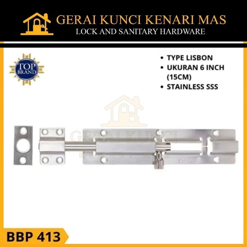 PALOMA Grendel Slot Pintu Kunci Jendela 6" (15cm) Stainless Steel BBP 413