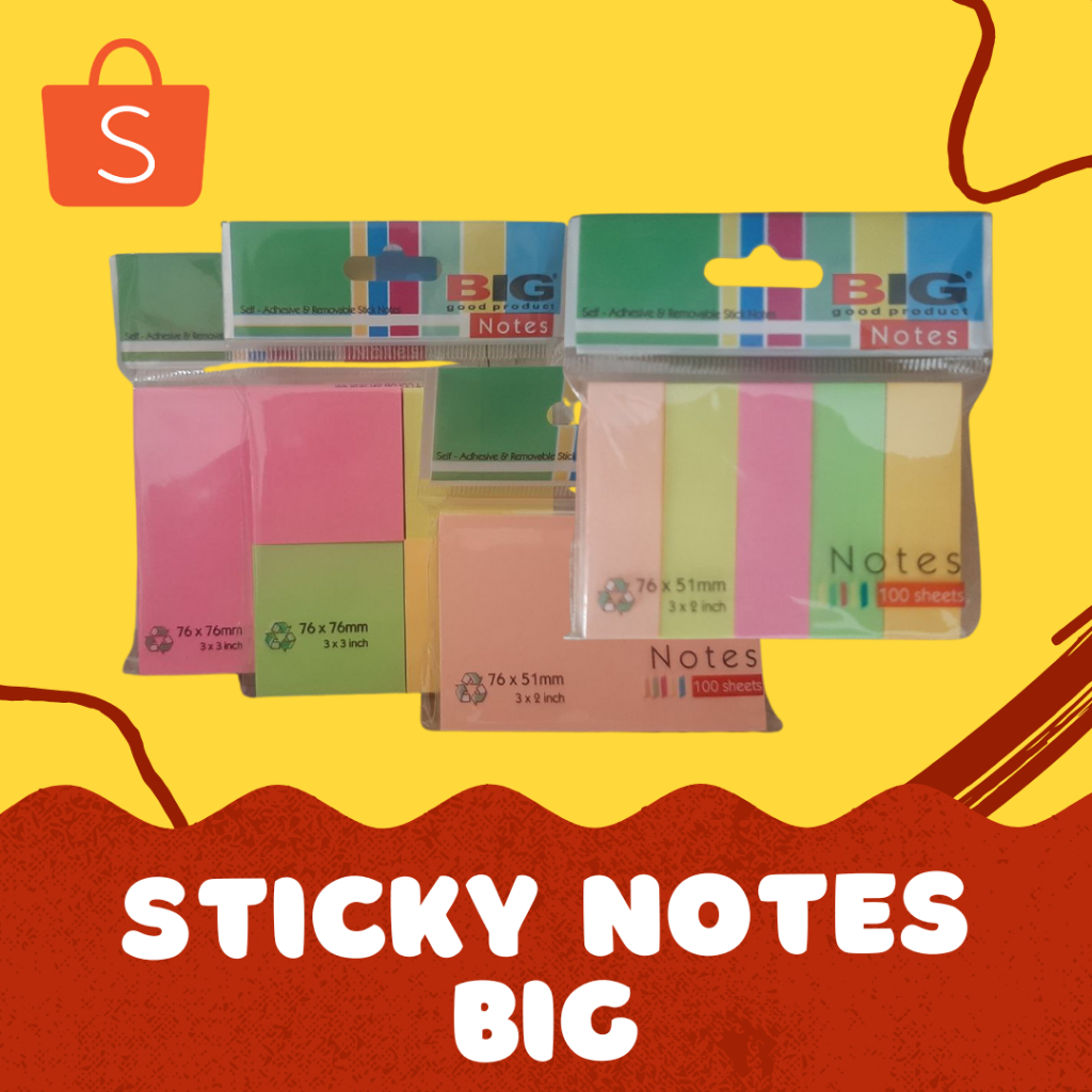 

Sticky Notes / Memo Tempel BIG 654 Rainbow, 76x51, 76x76 (4 Warna), 76x51 (5 Warna)